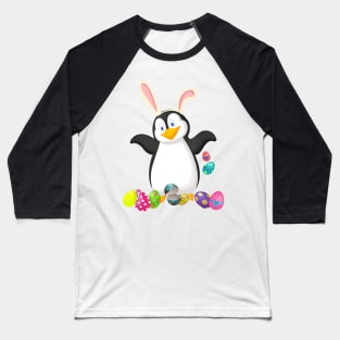 Penguin And Bunny Rabbit Hat Easter Eggs Happy Day Baseball T-Shirt